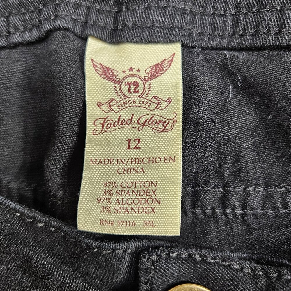Faded Glory Denim Shorts Womens 12 Black Jean Bermuda Stretch Casual Summer - Picture 4 of 10
